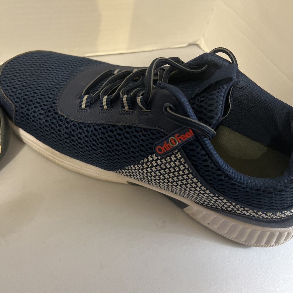 OrthoFeet 616 Edgewater Mens Size 12 (2E) Wide Shoes Navy Blue Stretch Walking - Picture 8 of 11